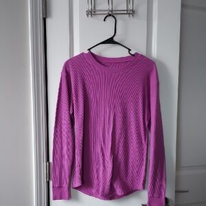 Time and Tru Women's Ribbed Magenta Long Sleeve Top Small